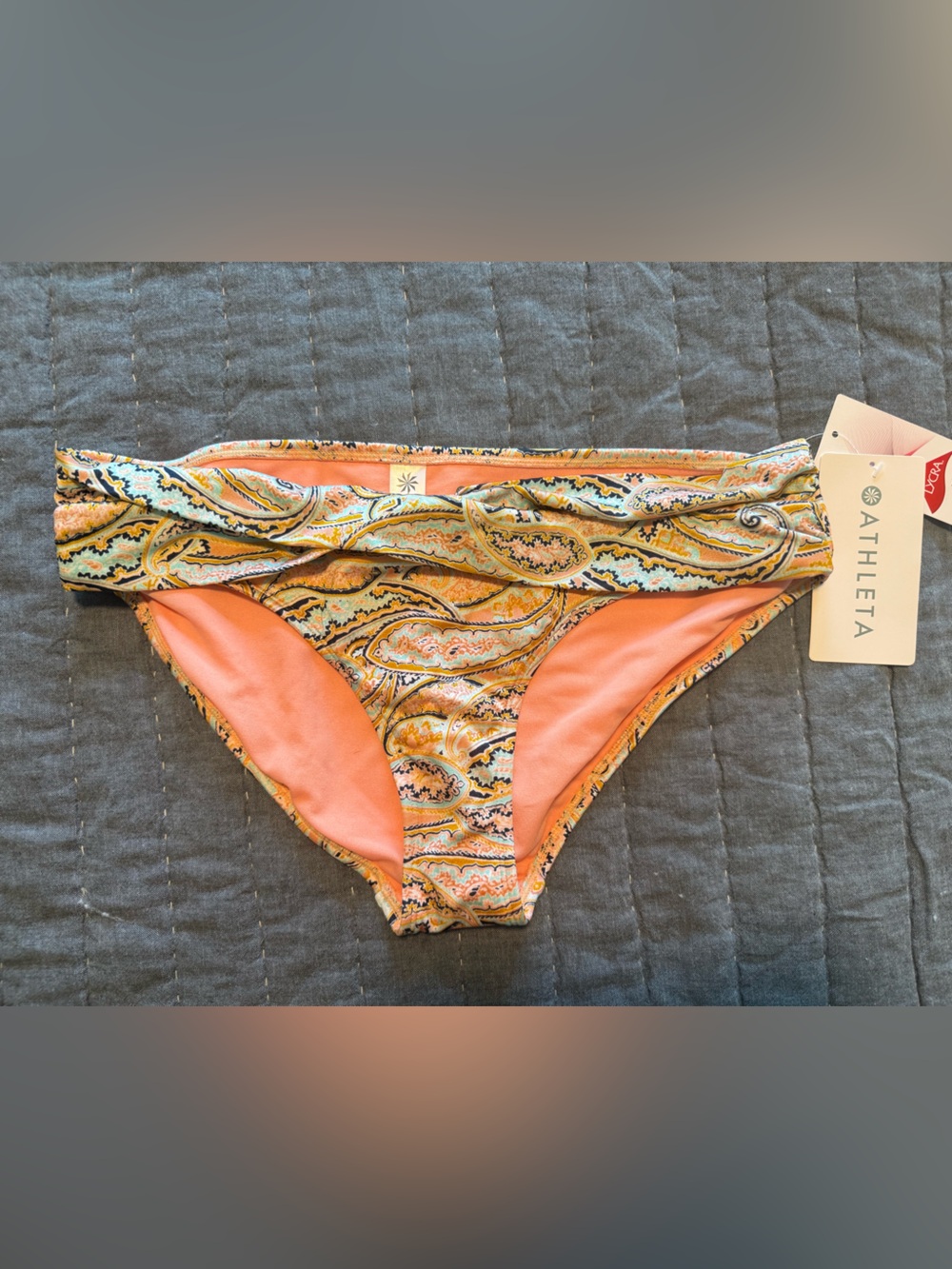 NWT Athleta Coral Lined Paisley Swim Bottoms - Size Large